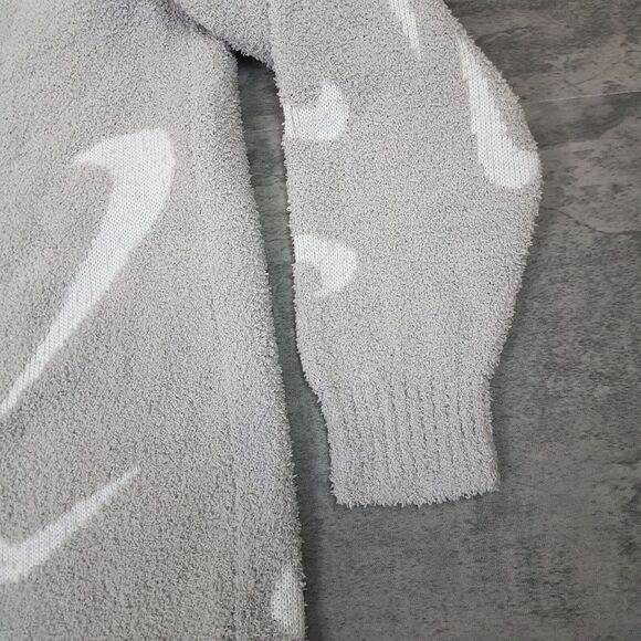 NIKE Phoenix Cozy Bouclé Long Knit Cardigan Sweater Womens SMALL Grey Swoosh - Picture 3 of 9